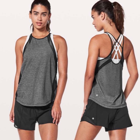 LULULEMON Run Off-Route Tank Heathered Black -Sz 6